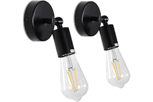TYhogar 2 Pezzi Lampade da Parete, E27 Applique da Parete Retro Industriale Lampada da parete Vintage 180° Regolabile Applique per Loft Camera da Letto, Bagno, Corridoio, Scale (Senza lampadina)