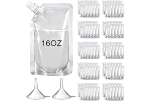 Hotainoys 100-pack återanvändbara plastpåsar med trattar, 500 ml (16 oz) läckagesäkra klämpåsar, plastpåsar för kall bryggnin