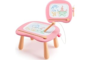 WINSTICO Maltafel Zaubertafel Spielzeug ab 1 jahr Mädchen, bunte Magnetische Zeichentafel mit 4 Beine, pädagogische Spielzeug für Junge Kleinkind 1 2 3 4 5 Jahre, Zeichenbrett Lernspielzeug Geschenk (Rosa)