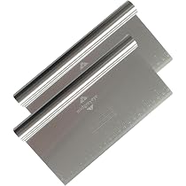 2 Tagliapasta In Acciaio Inox, Raschietti Per Impasto Con Doppia Scala Metrica, 15x12 Cm, Per Pizza E Dolci