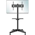 BONTEC Supporto TV da Pavimento con Ruote Carrello, Staffa Porta Mobile Supporto per Schermi 23"-60" Plasma/LCD/LED, Con port