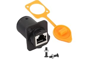 QIANRENON RJ45 étanche Connecteur de montage sur panneau D Rallonge d'adaptateur de passage de prise de coupleur femelle à femelle RJ45 LAN Ethernet Cat5/5e/6 8P8C bouchon anti-eau et anti-poussière