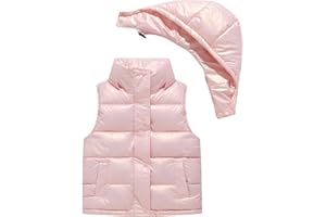 Happy Cherry Gilet Matelassé sans Manche Enfant 2-16 Ans Gilet en Duvet à Capuche Léger Fille Garçon Doudoune sans Manches Chaude