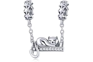 YASHUO Breloque en argent sterling 925 en forme de chat pour bracelets et colliers, Émail,