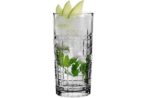 GLASMARK KROSNO 1992 Glasmark Krosno - Set di bicchieri da acqua per long drink, cocktail gin acqua, long drink, bicchieri da cocktail, bicchieri per acqua, lavabili in lavastoviglie, trasparenti, con effetto cristallo, 6