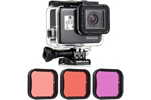 GEPULY Boîtier étanche avec Filtre de plongée Super Suit pour caméra GoPro Hero 7/6/5 Black, Hero (2018) – Photographie sous-Marine 45 m – avec filtres Rouge, Rouge Clair (Tuba) et Magenta