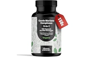 BLOOM NATURALS BEAUTY SUPPLEMENTS Cardo Mariano Tarassaco e Carciofo - 150 Capsule Vegane - Complesso 5-in-1 con Silimarina, Desmodium e Colina - Integratore Prodotto e Testato in Germania - Cardo Mariano Fegato, Milk Thistle