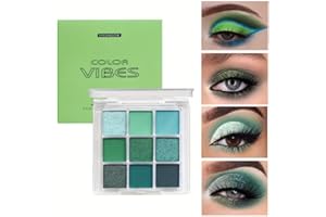 Beteligir Paleta de Sombras de Ojos Verde15 Colores Paleta de Sombras de Ojos Verde Mate, Paletas de Maquillaje de Alta Pigmentación, Paleta de Sombras de Ojos Metalizadas para (9 Colors Green)