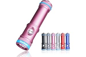 LetonPower Tynny-13se torcia subacquea 2200 lumen, 6 modalità di Torcia led subacquea, torcia sub con batteria ricaricabile e ricarica Type-C per torcia subacquea professionale (Rosa)