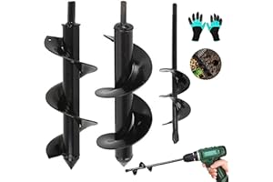 Tel Charme * Gartenbohrer Erdbohrer für Bohrmaschine 8 x 30 cm/4 x 22 cm/10 x 30cm, Erdbohrer für Akkuschrauber, Gartenbohrer Erdbohrer für Bohrmaschine,Pflanzhilfe für Blumenzwiebeln