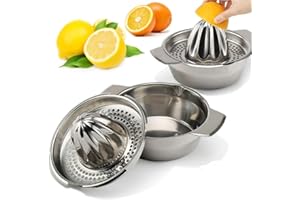 CYANCLD Zitronen Zitruspresse mit Behälter Edelstahl Zitronenpresse Orangenpresse Edelstahl Zitronenpresse
