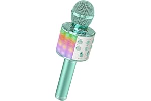 Ankuka Microfono Karaoke Bluetooth Wireless Microfono Bambini Regalo per Bambini 3-12 Anni Microfono Giocattolo Cambia Voce, Compatibile con Android, iOS, PC Verde