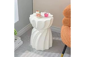 FATIVO Concrete Side Table Art Lightweight : 35 x 48cm Garden Tables Patio Side Table Round Small End Tables Bedside Nightstand for Living Room Indoor Home Balcony Hallway Potted Plant