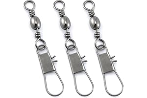 Alwonder 100 STK Karabiner Angelwirbel Tönnchenwirbel Karabiner + Rolling Ton Swivels - Snaps zum Spinnfischen inhänger zum Spinnfischen, Hechtwirbel, Hechtvorfach Edelstahl-Angelzubehör