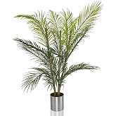 Nettenevime Yapay &Ccedil;i&ccedil;ek Areka Ağacı Palmiye Ağacı Bambu Saplı G&uuml;m&uuml;ş Saksılı Salon &Ccedil;i&ccedil;eği 18 Yaprak 85 cm