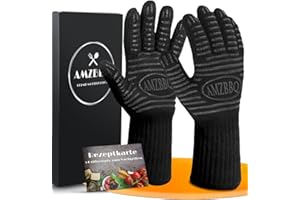 AMZBBQ® Premium Grillhandschuhe – Hitzebeständige Ofenhandschuhe bis 500°C – 100% Feuerfeste Kaminhandschuhe – Topf- und Backofenhandschuhe – Grill- und Dutch Oven Zubehör zum Verschenken L/XL