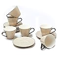 BLACKSTONE Turkish Cup and Saucer 12pc Set Tea Service 6x Cups (100ml) with 6x Saucers (12.5cm) CFCS042