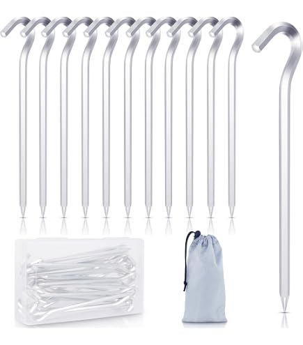 Lot de 25 piquets de fixation, sardines pour tentes, camping, etc, sols mous & moyens, acier, 22 cm, argenté, Relaxdays | Leroy Merlin
