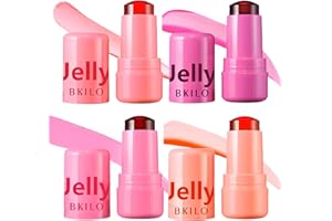 BYHSOEP 4 Piezas Jelly Blush Stick, Cooling Water Jelly Tint, Makeup Jelly Blush Stick Lip, Generic Jelly Blush, Adecuado para Ojos, Mejillas y Labios, para Niñas y Mujeres (Multicolor, 4pcs)