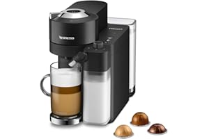 De'Longhi Nespresso Vertuo Lattissima Coffee Machine for Vertuo Coffee Pods, Latte, Cappuccino, Integrated Milk Frother, Starter Capsule Set Included, ENV300.B, Black