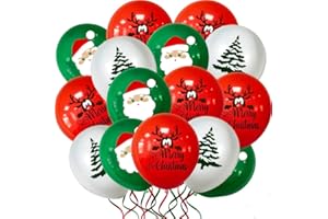 CLOVERCY Christmas Party Balloons 30 Pcs Merry Xmas Party Decorations Latex Red Green and White Balloons Set for New Year Party Birthday Party Decor Supplies