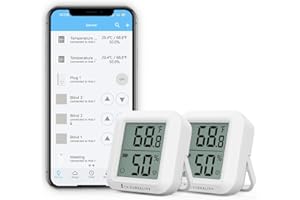 THIRDREALITY Zigbee Temperature and Humidity Sensor 2 Pack with Digital LCD Display, ZigBee Hub Required, App Records, Remote Monitoring and Smart Home Automation, AAA Batteries Included