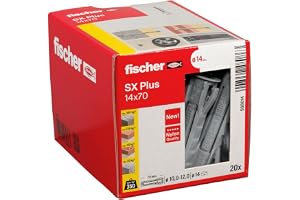 Fischer expansionsplugg SX Plus 14 x 70, låda med 20 nylonpluggar, pluggar för optimalt grepp vid fastsättning i betong, mass