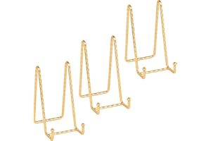 DIDUDIDU Supporto Cavalletto Espositore Porta Piatti - Supporti Piatti da Esposizione - 6 Pollici Cavalletti per Tavolo - 3 pz di Espositori in Ferro per Piatto Decorativo | Foto | Cornice | Libri - Oro