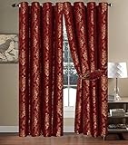 Faith Vorhange Schal mit Ösen Rot Vorhang Gardine Dekoschal mit Ösen Vorhänge 230x230cm Gardine für Wohnzimmer Schlafzimmer -2er set