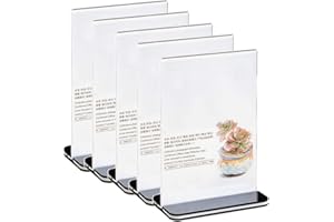 Aisamco 5 Stück Acryl Schildhalter T-förmiger Desktop-Display-Ständer, Schilderhalter, Menü-Ad-Rahmen. Geeignet für Restaurants, Bilderrahmen, Veranstaltungen, Tagungen (A5)