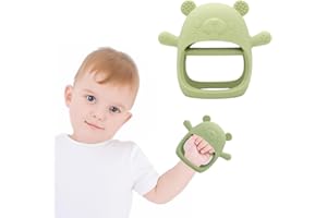 ROONTIN Mordedor Bebé - Mordedor de Silicona para Bebés desde 0, 3, 6, 9, 12 Meses, Mordedor Bebé Refrigerante, Juguete Sensorial en Forma de Manopla，（verde）