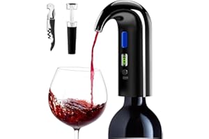 Cosyall Decantador de vino eléctrico, dispensador de aireador, dispensador de vino medible con indicador de temperatura del vino, dispensador de vino inteligente con recargable tipo C (Negro)
