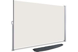 VOUNOT Toldo Lateral Retráctil, Protege la Privacidad, Protector Solar a Prueba de Viento, para Balcón, Jardin, Terraza, 140 x 300cm, Beige