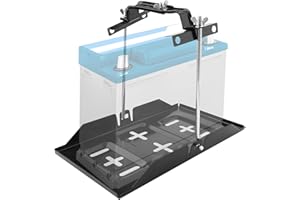 ‎WODHMIEY WODHMIEY Batteriehalter Auto Universal Batterieträger Set aus Metall mit 23cm Haltestange Batterieplatte 34 x 18.5 cm Verstellbare Klemme 13.5–19 cm für Auto SUV LKW Boot Werkstatt KFZ Einsatz