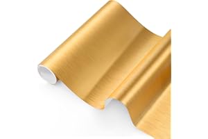 ZJTAPE Ploter Holograficzna Folia Winylowa, Trwały Winyl Samoprzylepny - 30,5 x 250 cm, Szczotkowane Złota Metaliczna Folia do Plotera, kamei i wycinanek, dekoracje imprezowe.