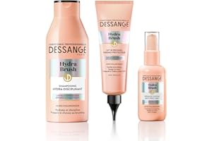 DESSANGE - Zestaw nawilżający i dyscyplinujący Hydra Brush - Dyscyplinujący szampon + Termoprotekcyjne mleko do Brushingu + 48H* Anti -Frizz Finish Serum - Formuła wzbogacona kwasem hialuronowym*