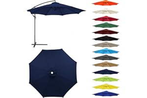 HonunGron Auvent De Remplacement pour Parasol 2,0/2,3/2,5/2,7m/3,0m, 6 Baleines/8 Baleines Toile De Parasol Déporté Remplacement Pour Cour,Jardin,Plage, Protection UV 50+ (3.0m-8 ribs,Bleu Marine)