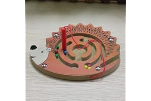OOSTIFUN FunnyGoo Mini-Stift Fahren Holzperlen-Labyrinth Labyrinth für Kinder – Neujahrs (Igel)