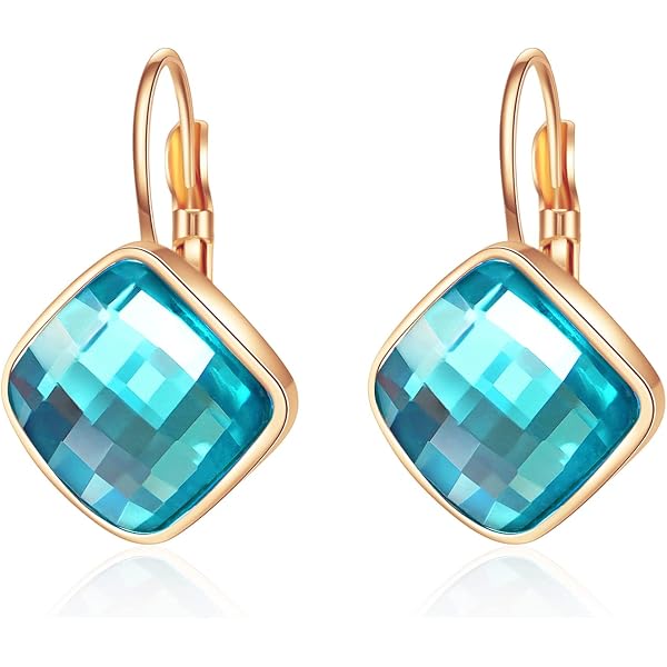 Orecchini pendenti in argento sterling: quarzo limone, topazio blu di Londra, ametista verde, quarzo fumé - Italia