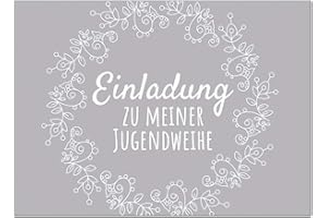 ‎EINLADUNGSKARTEN MANUFAKTUR HAMBURG 15 x Einladungskarten zur Jugendweihe mit Umschlag/Grau schlicht für Mädchen und Jungen/Jugendweihekarten/Einladungen zur Feier