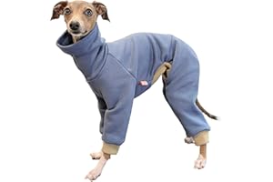 D Doggy Star Italian Greyhound Clothes Strechy Fleeced Lining Simple Onesie Whippet for Dog Coat (3XL,Simple Blue)
