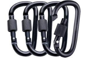 SoftcuteLee Aluminum Alloy Carabiner Heavy Duty D Ring Clip Hook Locking Carabiner D Shape Keychain Camping Accessories for Outdoor, Fishing, Hiking, Traveling, Fishing, Backpack