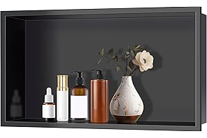 FTL Stainless Steel Shower Niche Wall Insert 305 x 610 x 95mm,Matte Black Bathroom Wall Niche,Embedded Shower Niche No Tile Required,Elegant Niche Single Shower Storage Niche for Bathroom