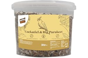 Extra Select Cockatiel & Big Parakeet Food: Complete High-Protein Bird Seed Mix for Indoor Birds - 3 Litre Bucket