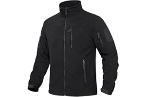 KEFITEVD Chaqueta de forro polar para hombre, resistente al viento, con cremallera, abrigo táctico cálido con 6 bolsillos