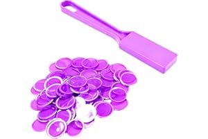 Yotlein Kit de Bingo Magnétique, Bâtons De Bingo Magnétiques,1 Bâton Magnétique + 100 Jetons Loto,Jetons Magnétiques avec Stick,Jeu Éducatif pour Enfants et Accessoire Pratique de Stockage (Violet)