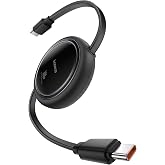 Baseus USB C, Mini 100W Retractabl Cable | 4-Stage Length Preset USB Type C Charger Cord for iPhone15-18, MacBook, iPad, Samsung S24/S23+ (3.3ft)