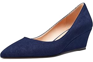 Aachcol Mujer cuña Esparto Pumps Medio Heel Puntiaguada Punta Slip-on Dress Zapatos de Boda Fiesta 5 CM