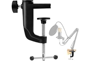 LETUXAAMZ C-Clamp Base Stand Mounting Accessory - Supporto Da Tavolo Per Microfoni Con Vite Regolabile Morsetto di Montaggio In Metallo Robusto Appeso Outrigger Braccio A Forbice Morsetto, 1pz