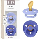 BIBS Colour Pacifier, 6-18 Months, Pack of 2, Anatomical Teat, Hush/Grape | Natural Rubber Latex | Size 2 | BPA Free | Made i